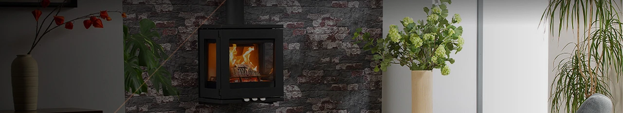 Driezijdige houtkachel